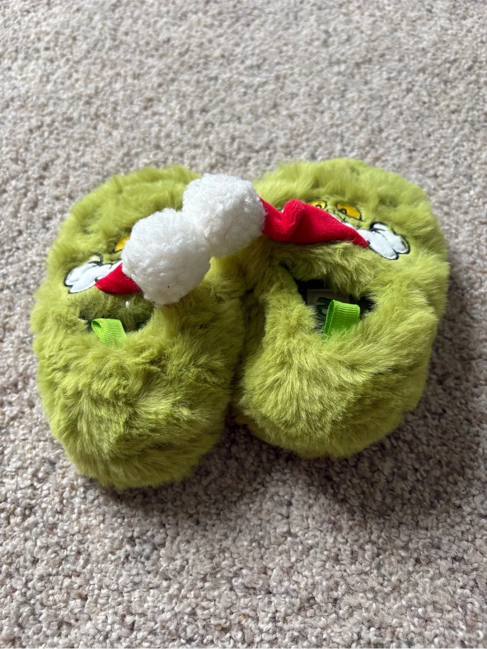 The Grinch Santa Hat Christmas Holiday Kids Slippers Toddler 5T